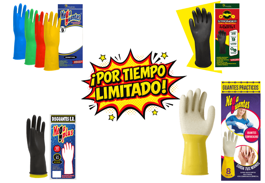 Guantes industriales de látex natural